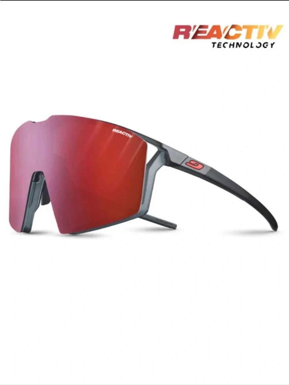 Julbo Edge Sunglasses w/ REACTIV Technology in Translucent Black / Matte Orange
